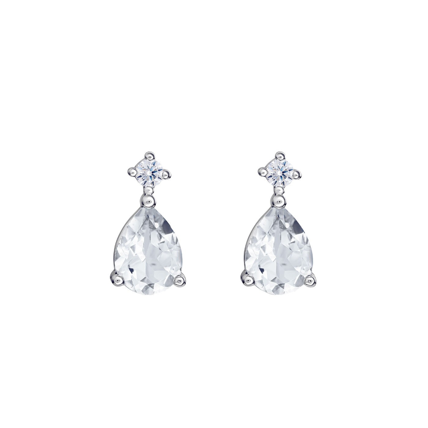 Sterling Silver Cubic Zirconia Teardrop Stud Earrings