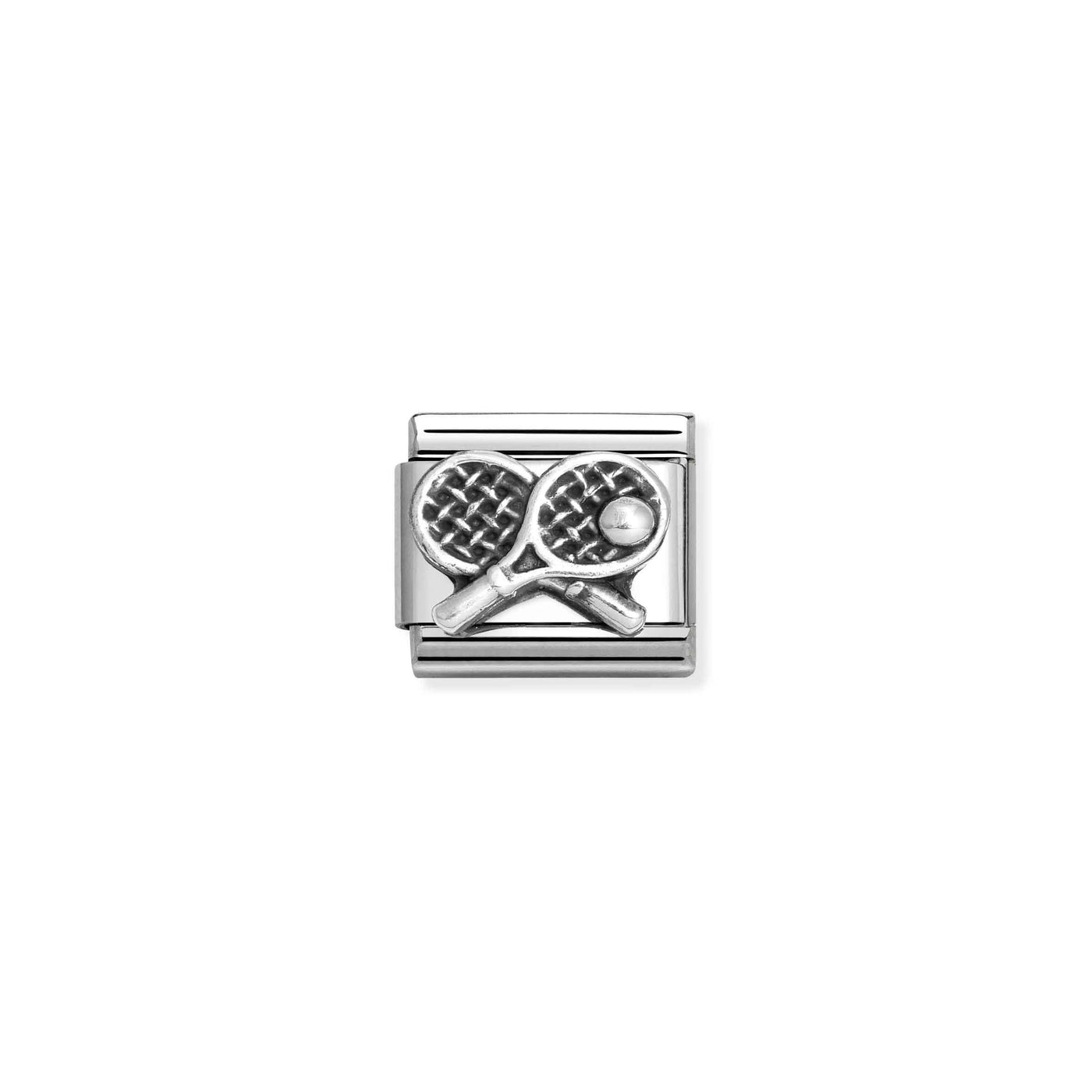 Nomination Classic Silver and Steel Oxidised Tennis Link Charm - Rococo Jewellery