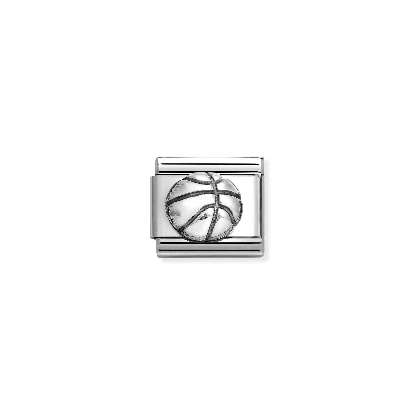Nomination Classic Silver and Steel Oxidised Basketball Link Charm - Rococo Jewellery