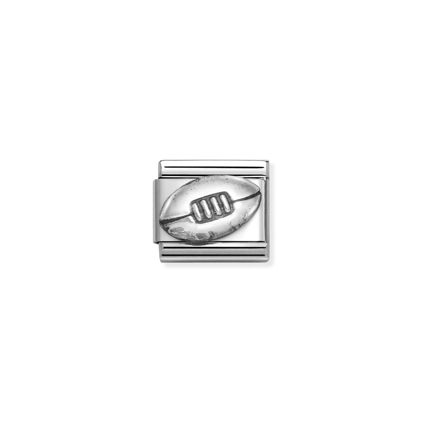 Nomination Classic Silver and Steel Rugby Ball Link Charm - Rococo Jewellery