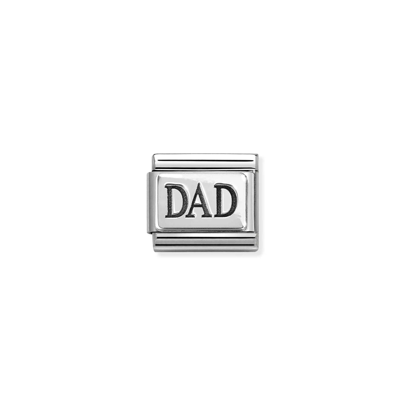 Nomination Classic Silver and Steel 'Dad' Link Charm - Rococo Jewellery