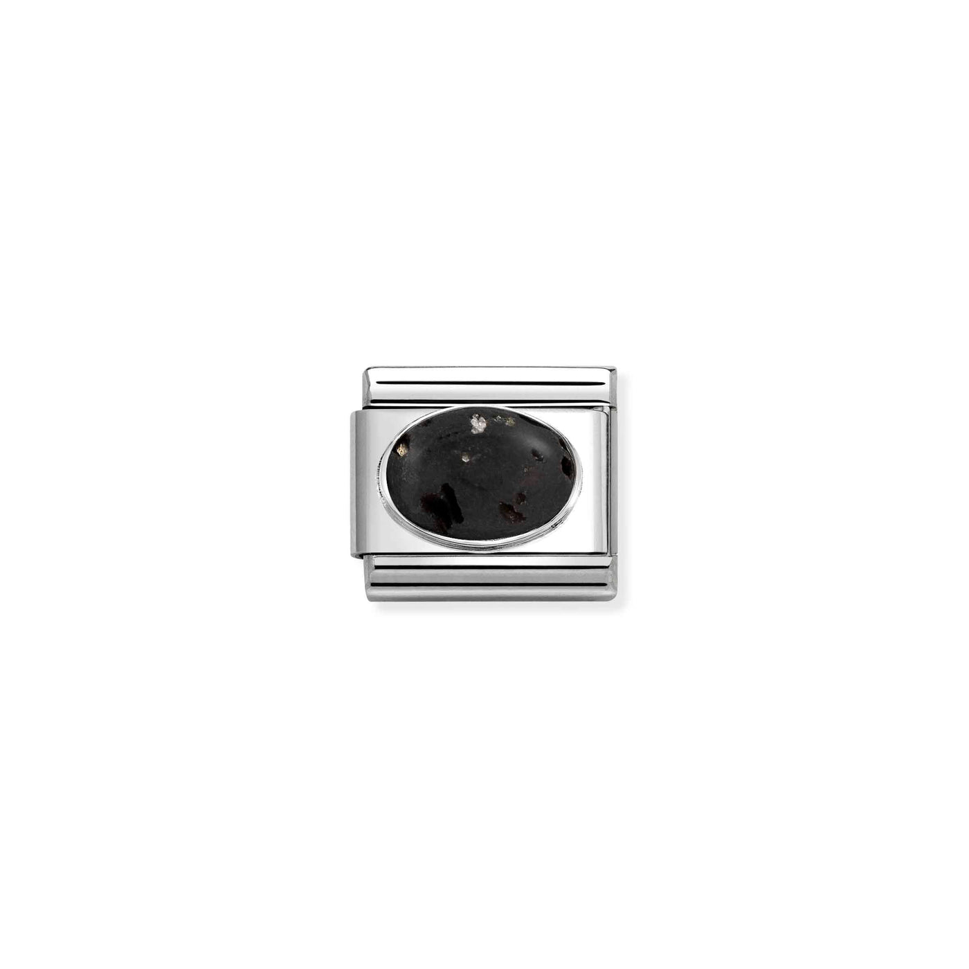 Nomination Classic Silver and Steel Lava Stone Link Charm - Rococo Jewellery