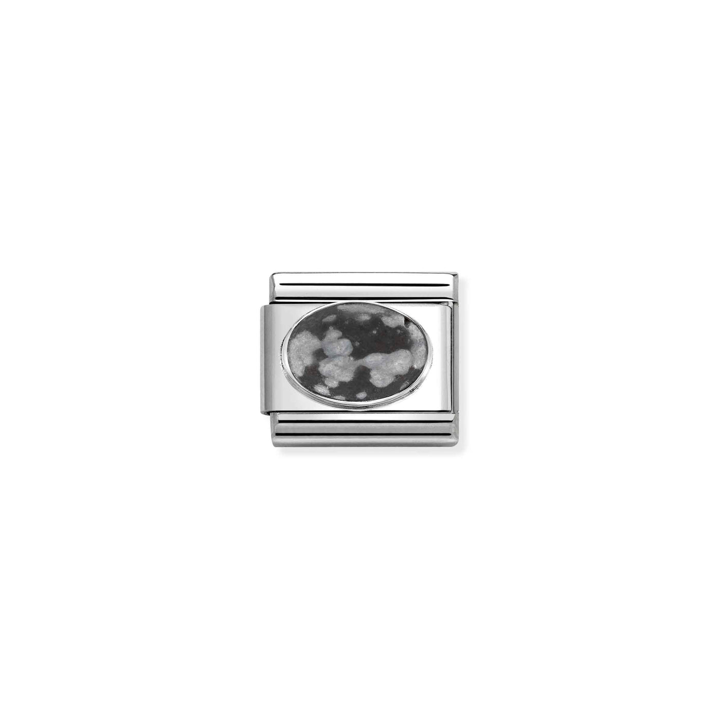 Nomination Classic Silver and Steel Obsidian Link Charm - Rococo Jewellery