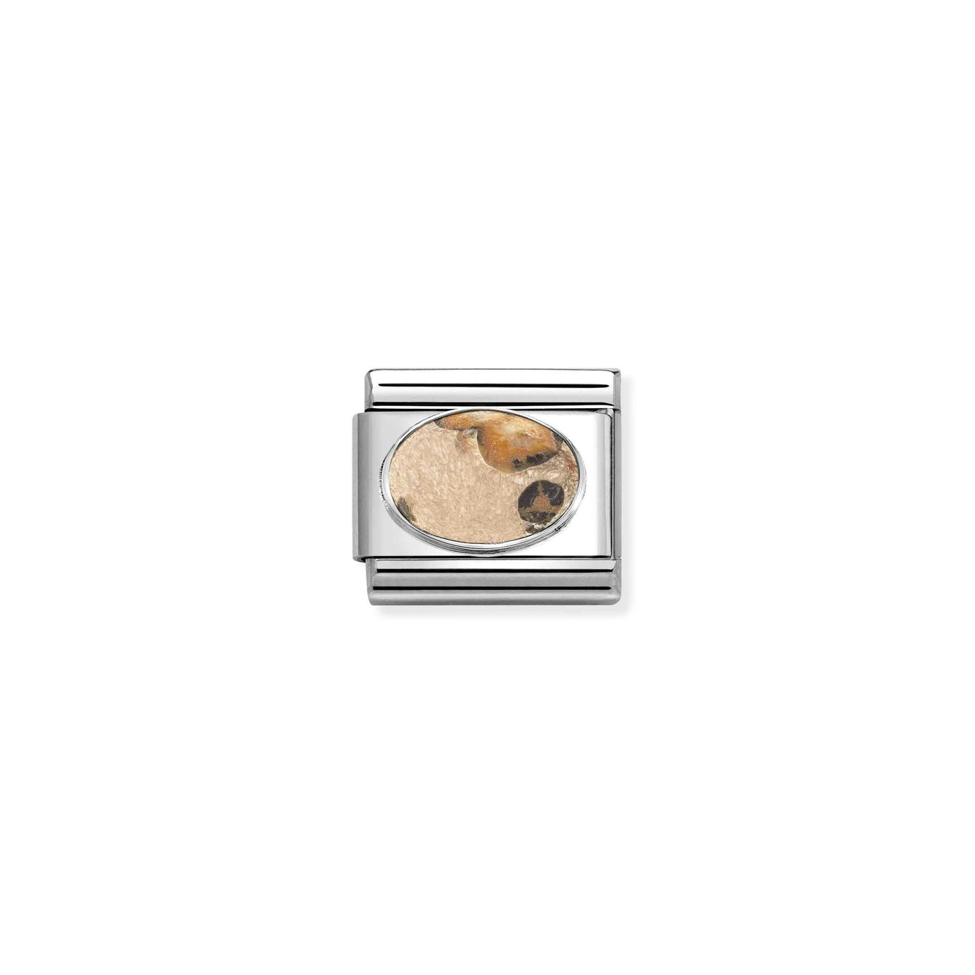 Nomination Classic Silver and Steel Leopard Jasper Link Charm - Rococo Jewellery