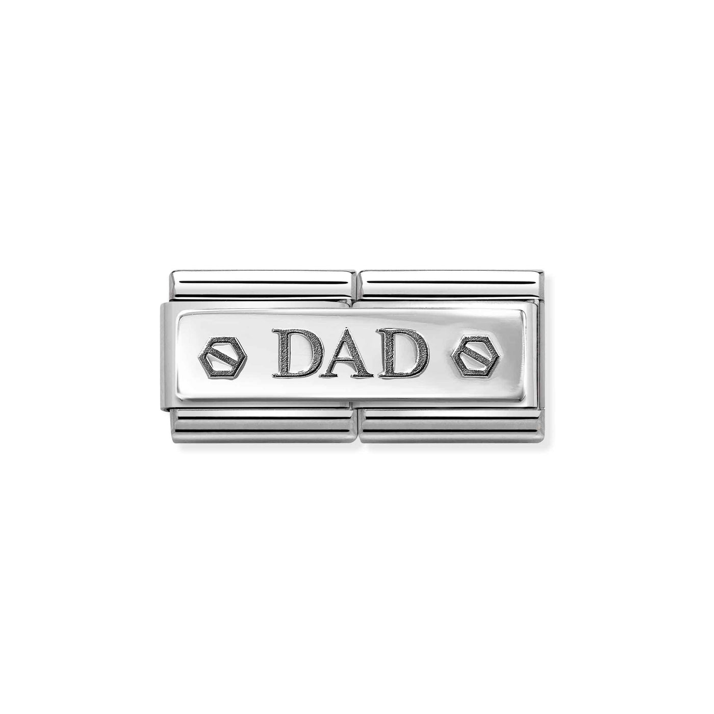 Nomination Classic Silver Steel Dad Double Link Charm - Rococo Jewellery