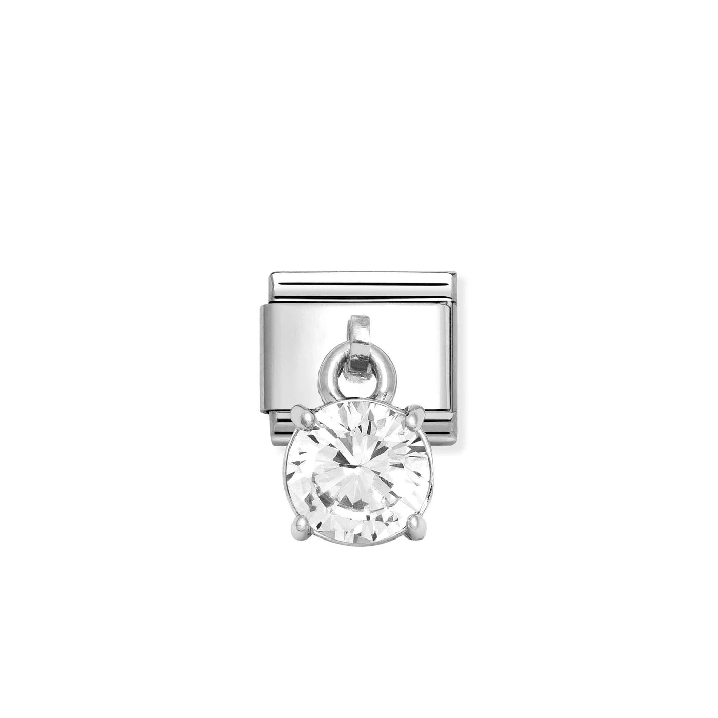 Nomination Classic Silver Cubic Zirconia Pendant Link Charm - Rococo Jewellery