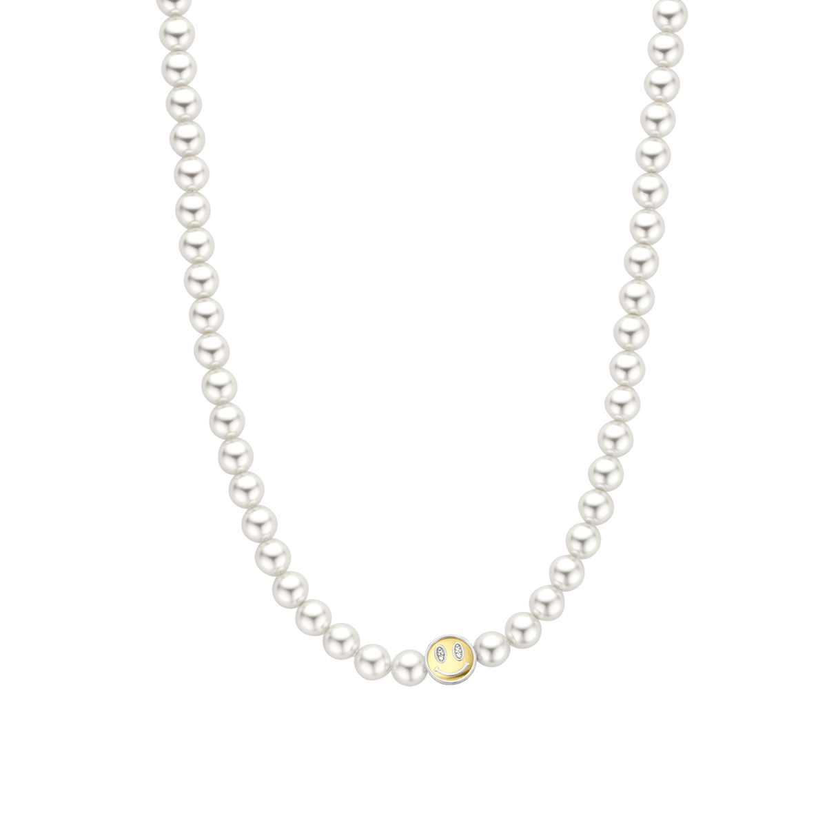 Ti Sento Yellow Gold Vermeil and Sterling Silver Pearl Smiley Face Necklace - Rococo Jewellery
