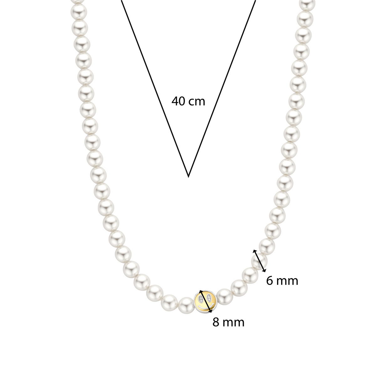 Ti Sento Yellow Gold Vermeil and Sterling Silver Pearl Smiley Face Necklace - Rococo Jewellery