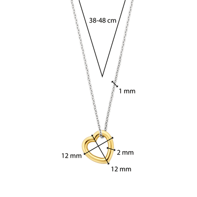 Ti Sento 18ct Gold Vermeil Silver Heart Necklace - Rococo Jewellery