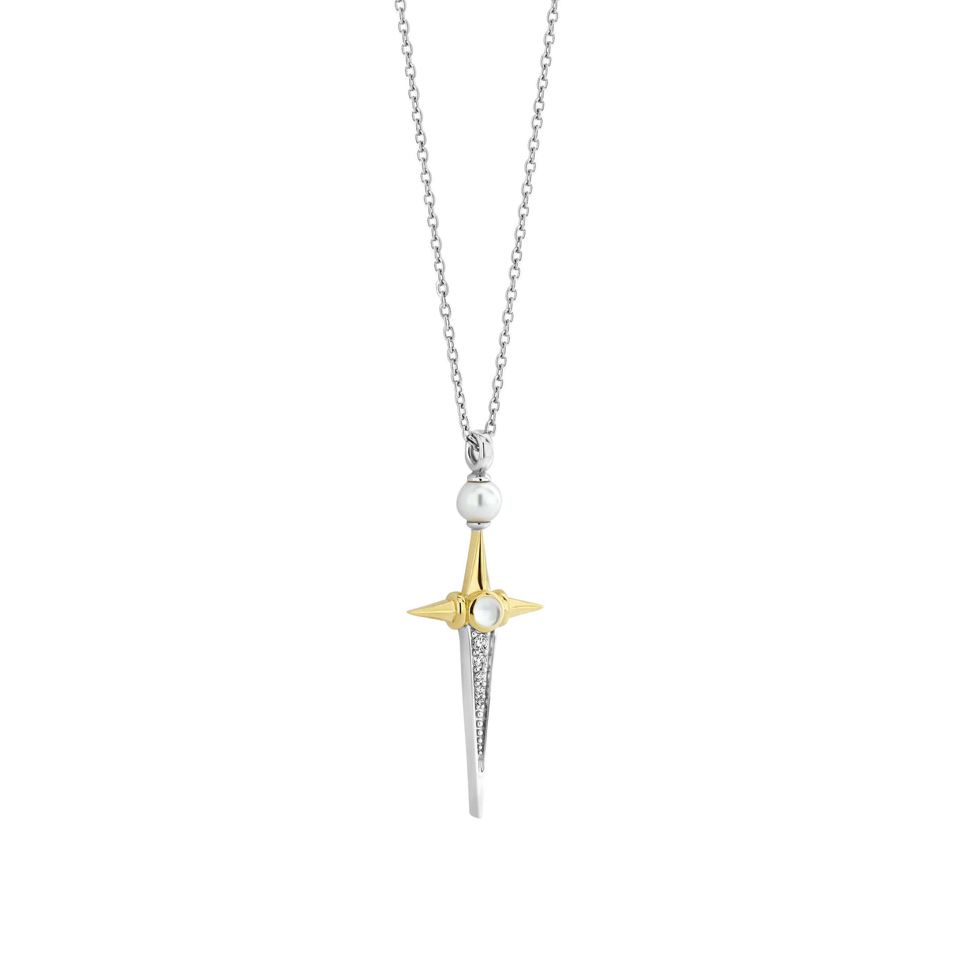 Ti Sento Silver Gold Elongated Star Pendant Necklace