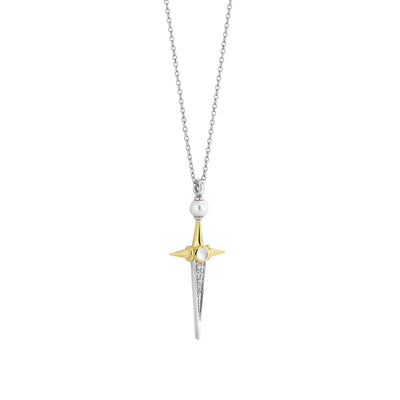 Ti Sento Silver Gold Elongated Star Pendant Necklace