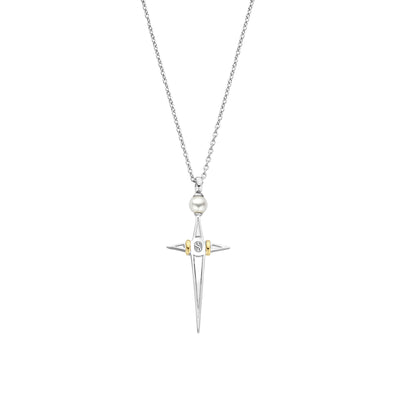 Ti Sento Silver Gold Elongated Star Pendant Necklace