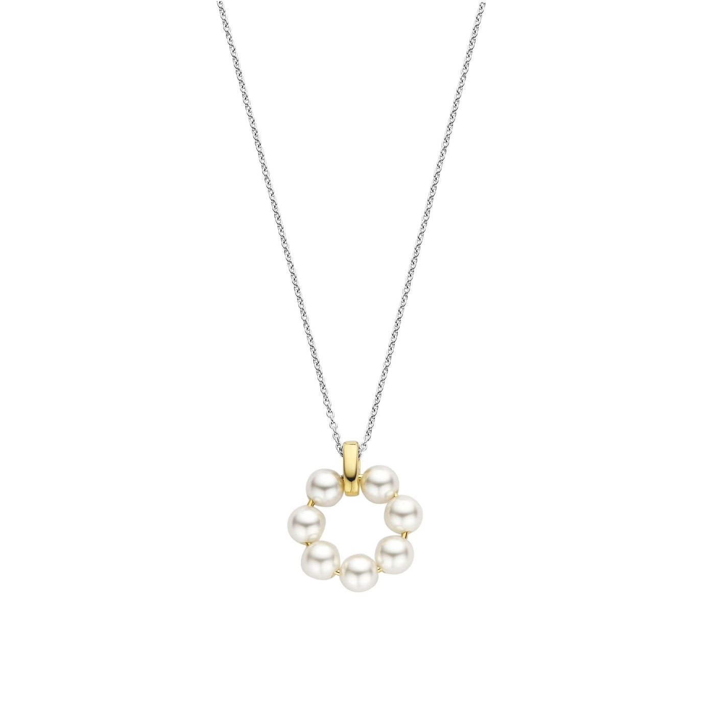 Ti Sento Gold Vermeil and Pearl Circle Pendant Necklace - Rococo Jewellery