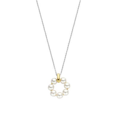 Ti Sento Gold Vermeil and Pearl Circle Pendant Necklace - Rococo Jewellery