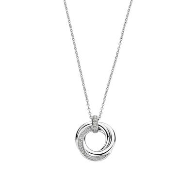 Ti Sento Sterling Silver Zirconia Intertwined Layer Necklace