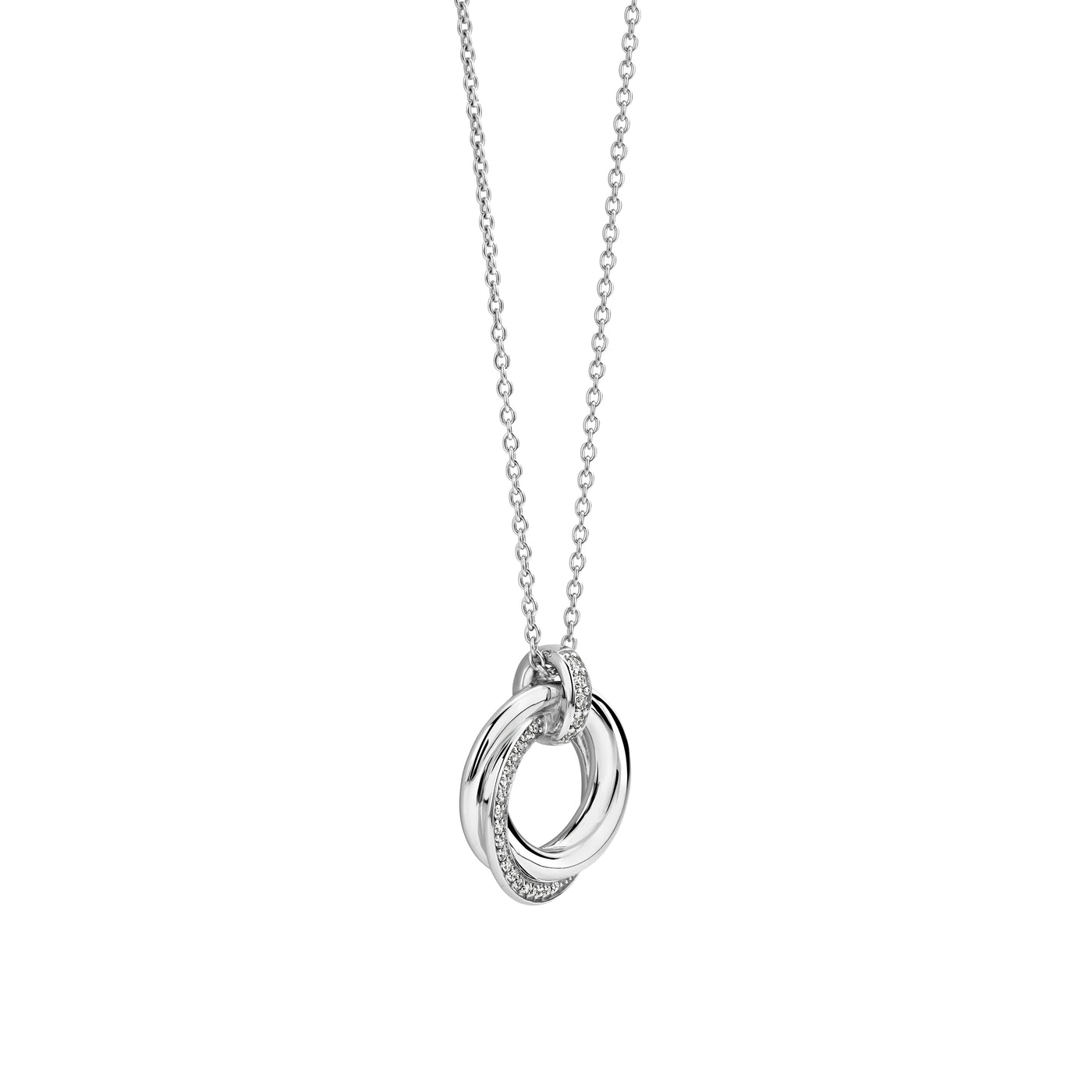 Ti Sento Sterling Silver Zirconia Intertwined Layer Necklace