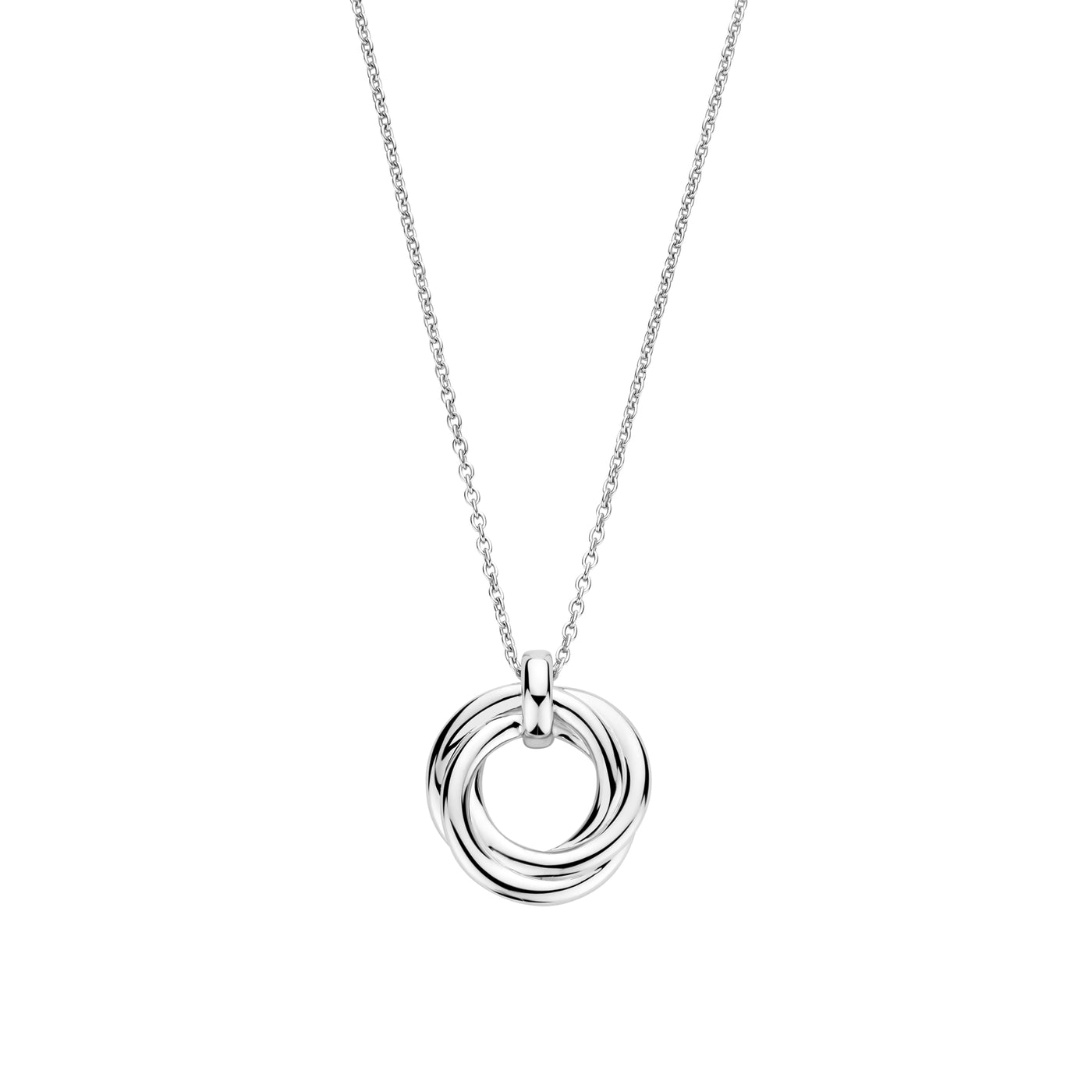 Ti Sento Sterling Silver Zirconia Intertwined Layer Necklace