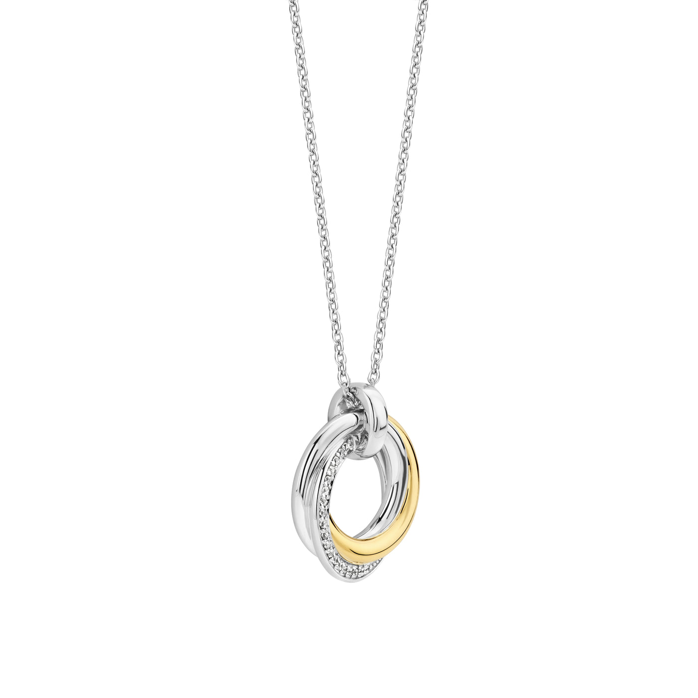 Ti Sento Gold Silver Zirconia Intertwined Layer Necklace