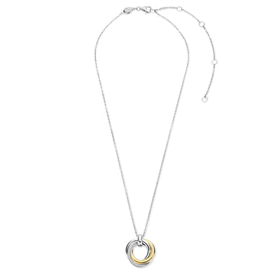 Ti Sento Gold Silver Zirconia Intertwined Layer Necklace