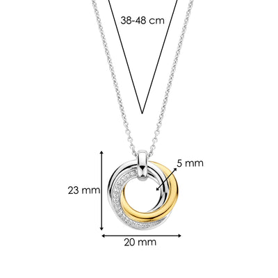 Ti Sento Gold Silver Zirconia Intertwined Layer Necklace