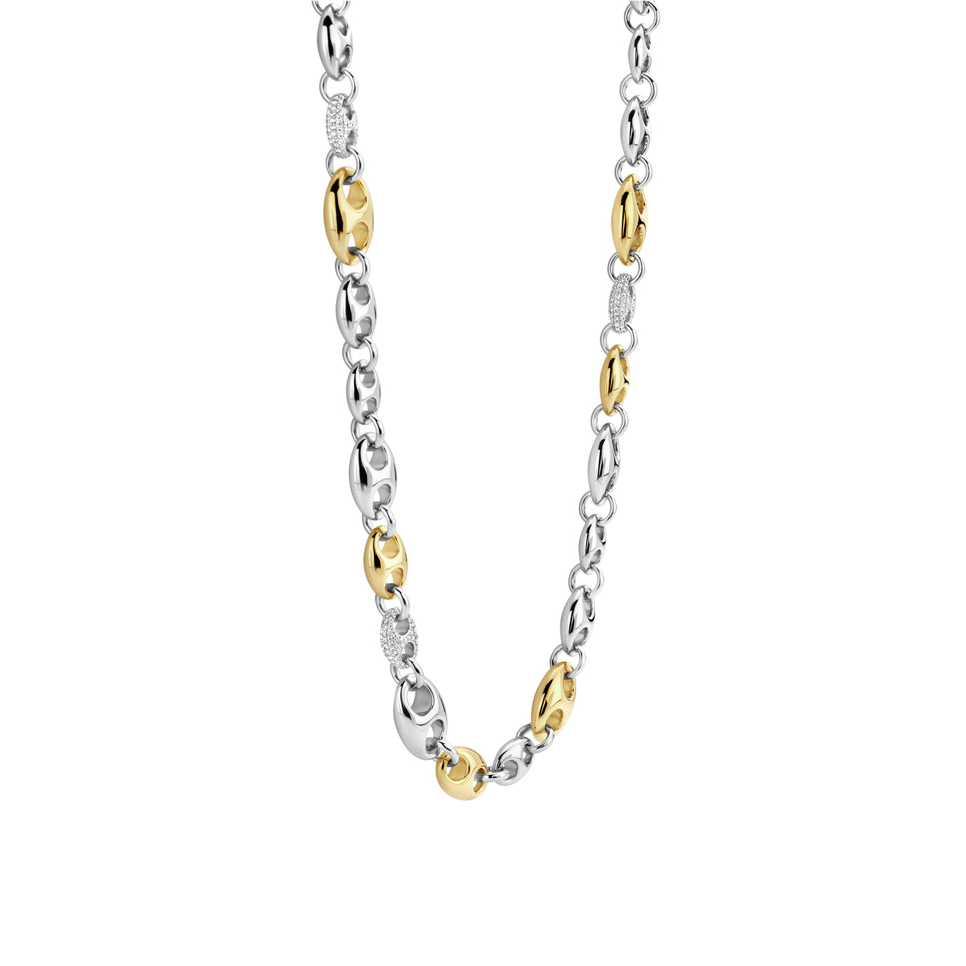 Ti Sento Gold Silver Cubic Zirconia Coffee Bean Necklace