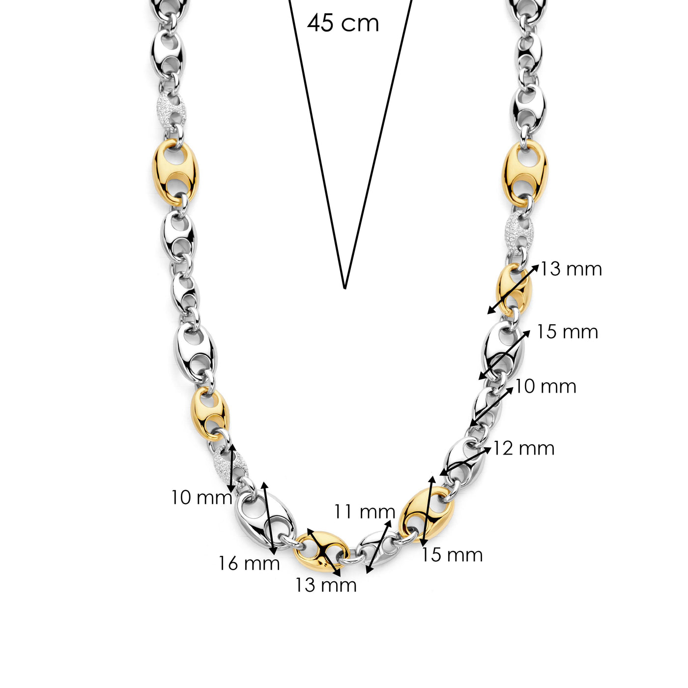 Ti Sento Gold Silver Cubic Zirconia Coffee Bean Necklace