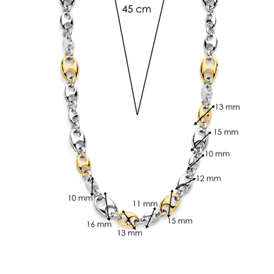 Ti Sento Gold Silver Cubic Zirconia Coffee Bean Necklace