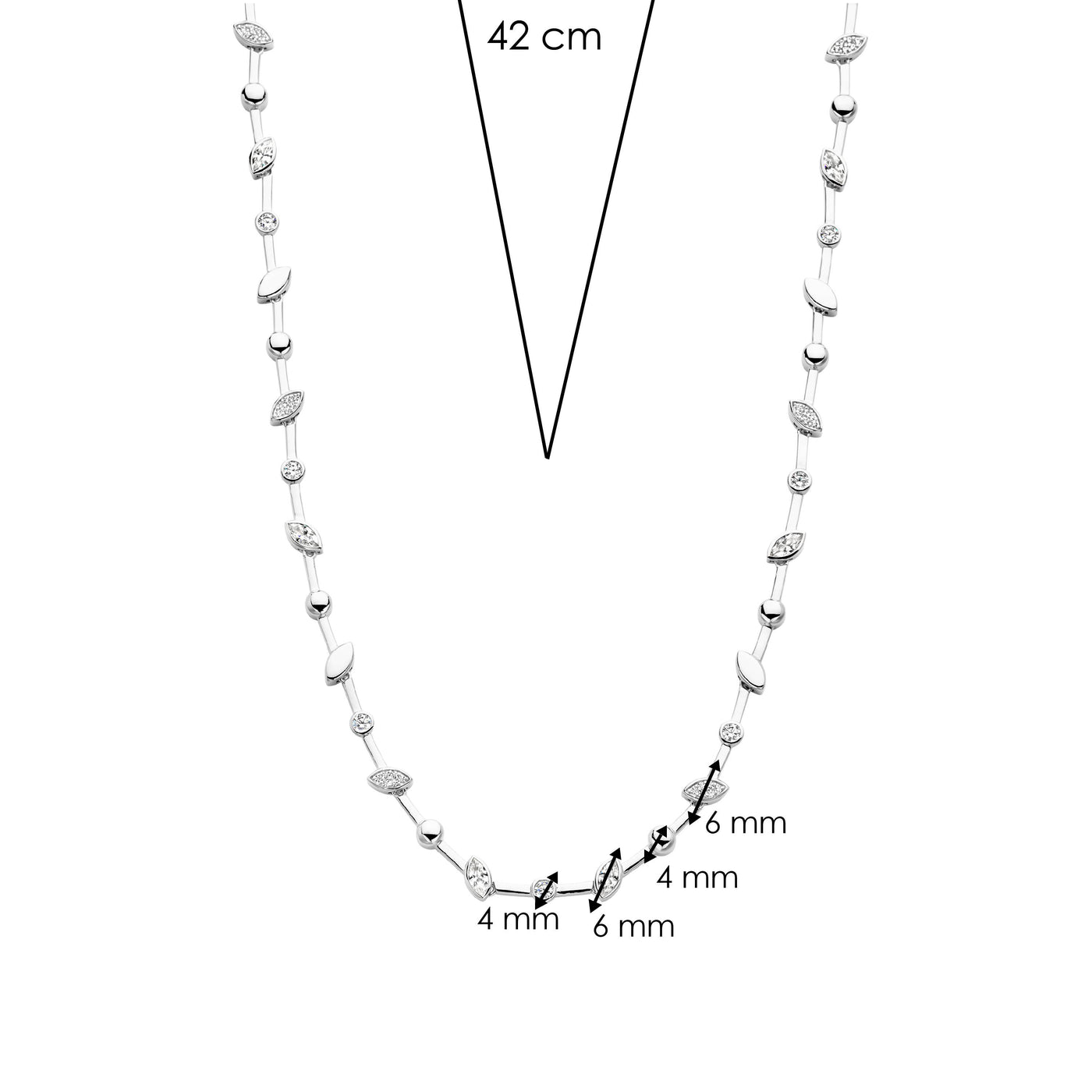 Ti Sento Sterling Silver Leaf Detail Necklace