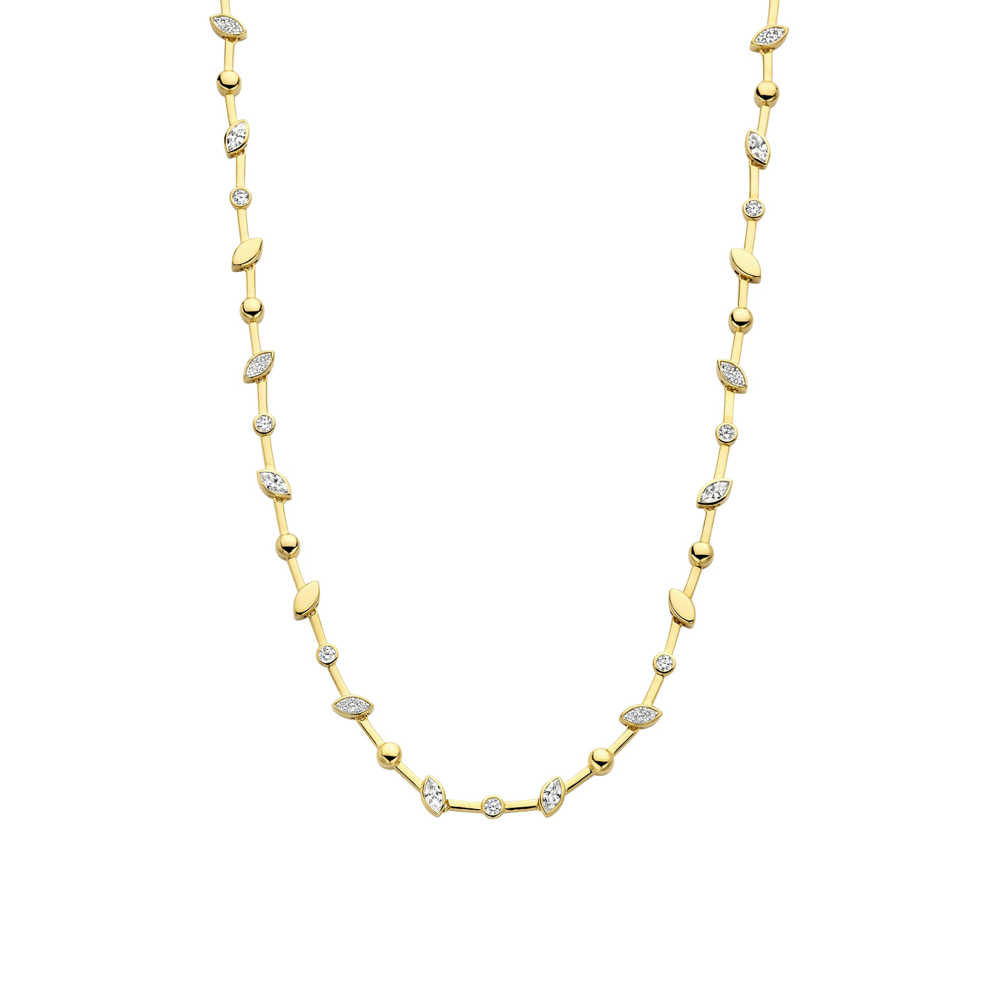 Ti Sento Gold Vermeil Cubic Zirconia Leaf Detail Necklace