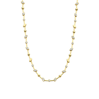 Ti Sento Gold Vermeil Cubic Zirconia Leaf Detail Necklace