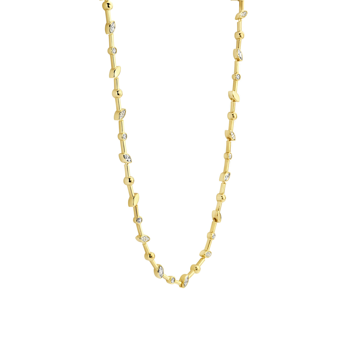 Ti Sento Gold Vermeil Cubic Zirconia Leaf Detail Necklace