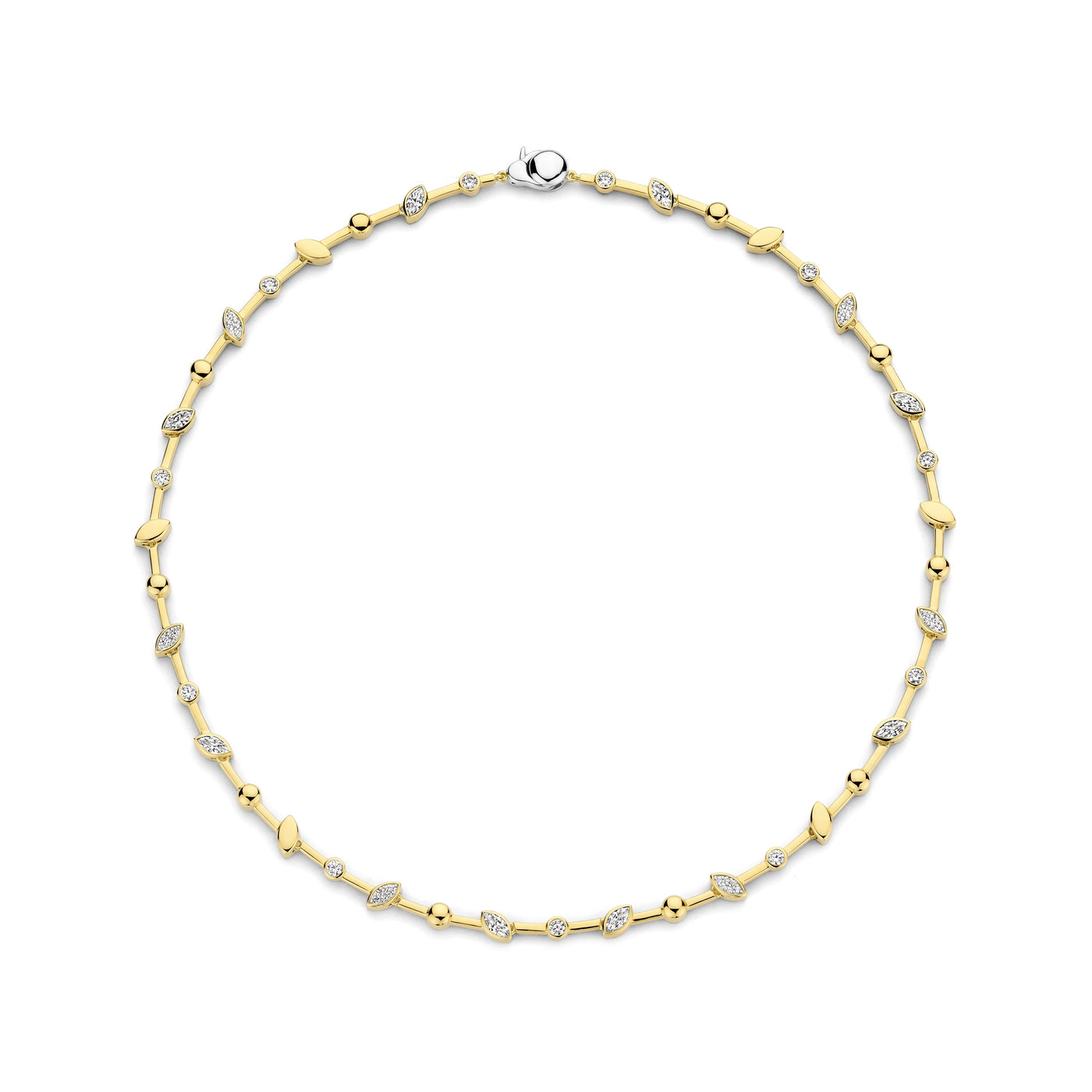 Ti Sento Gold Vermeil Cubic Zirconia Leaf Detail Necklace
