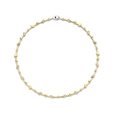 Ti Sento Gold Vermeil Cubic Zirconia Leaf Detail Necklace