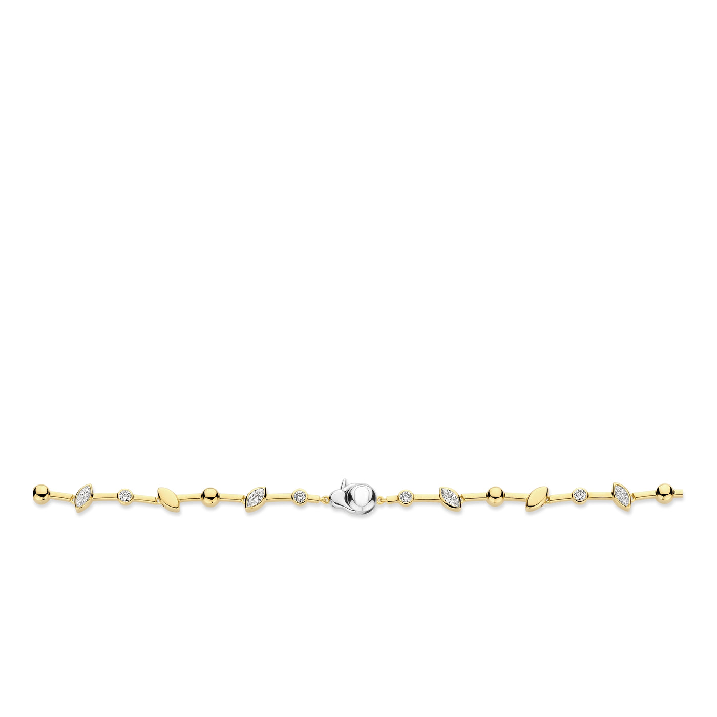 Ti Sento Gold Vermeil Cubic Zirconia Leaf Detail Necklace