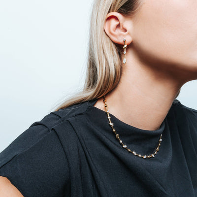Ti Sento Gold Vermeil Cubic Zirconia Leaf Detail Necklace