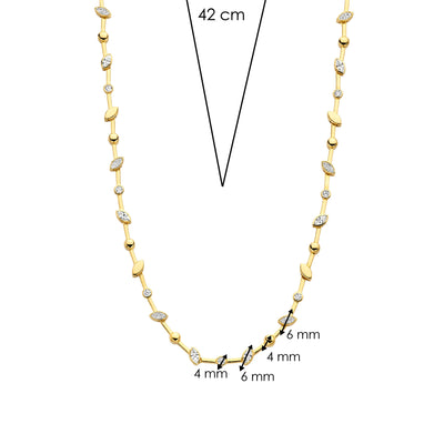 Ti Sento Gold Vermeil Cubic Zirconia Leaf Detail Necklace