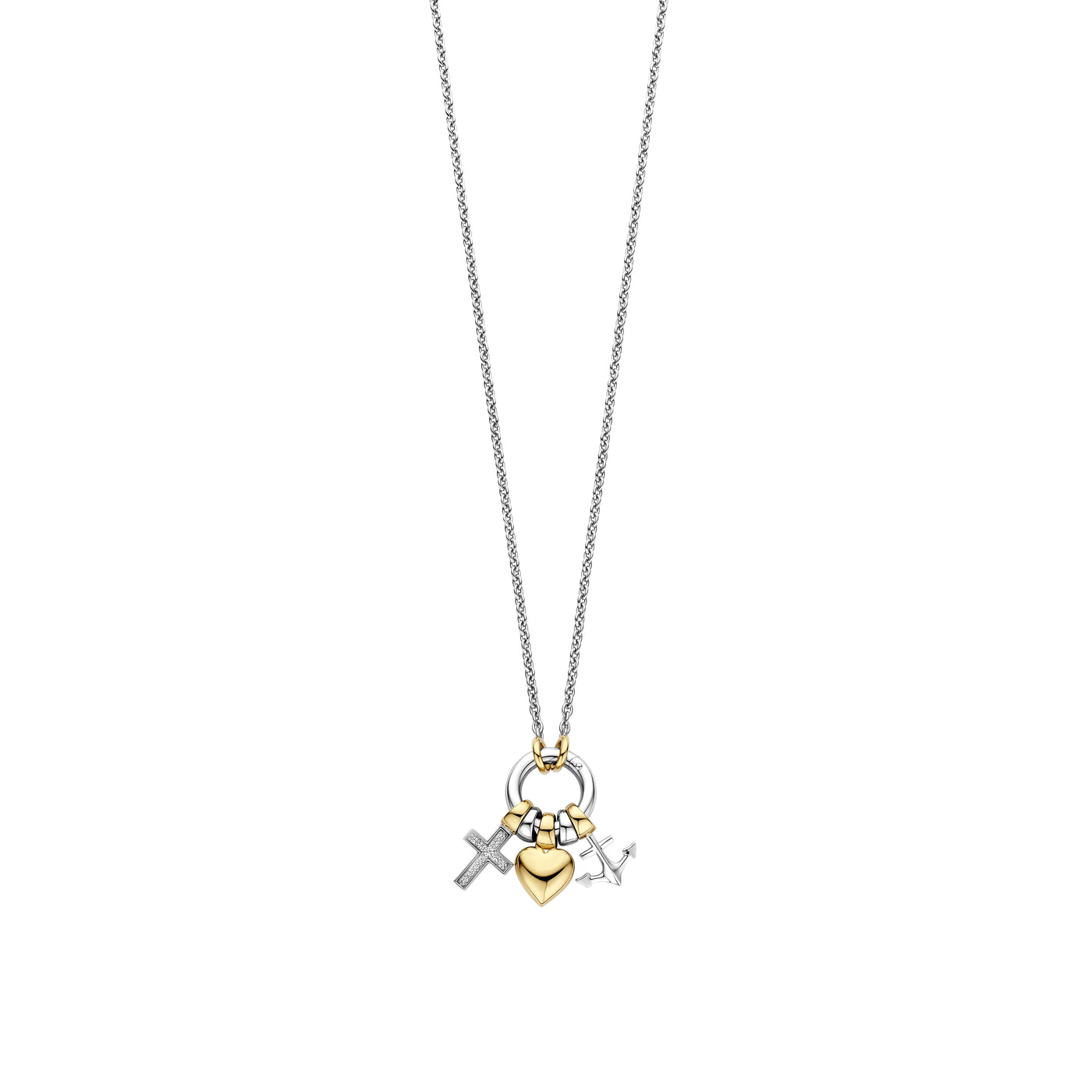 Ti Sento Gold Silver 3-Charm Pendant Necklace