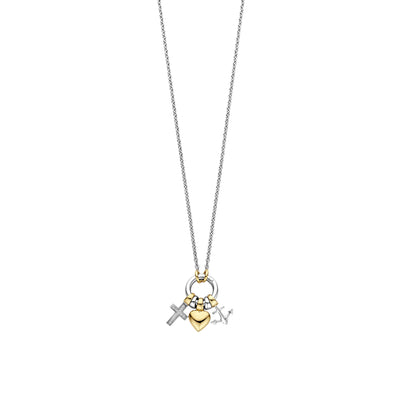 Ti Sento Gold Silver 3-Charm Pendant Necklace