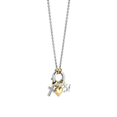 Ti Sento Gold Silver 3-Charm Pendant Necklace