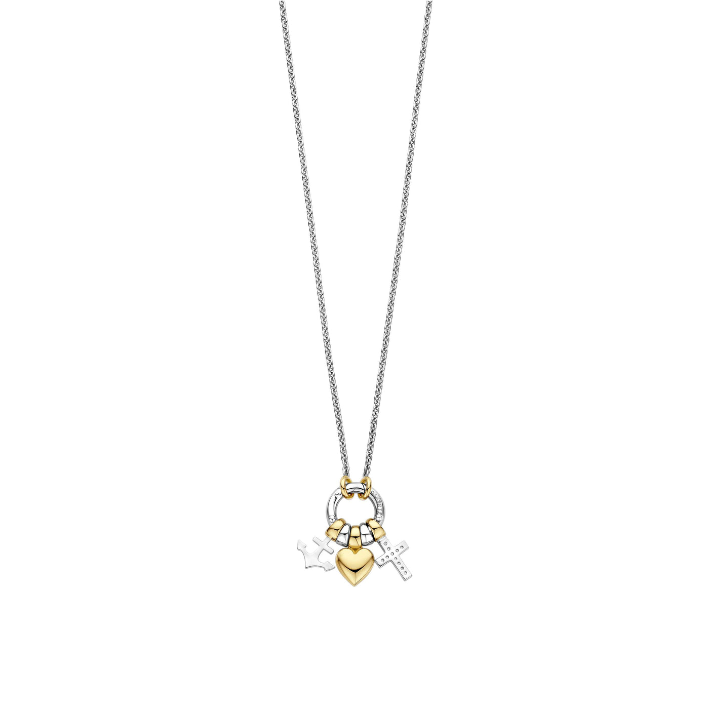Ti Sento Gold Silver 3-Charm Pendant Necklace