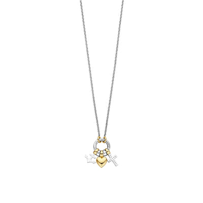 Ti Sento Gold Silver 3-Charm Pendant Necklace