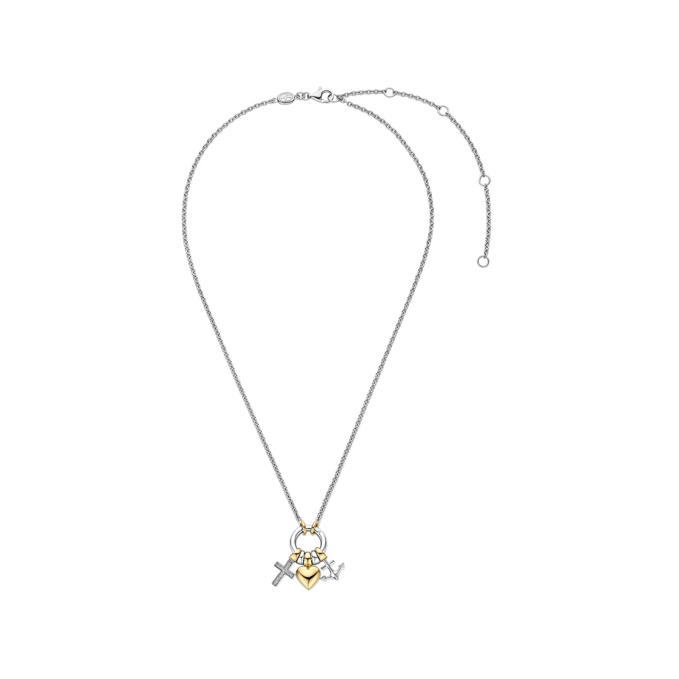 Ti Sento Gold Silver 3-Charm Pendant Necklace