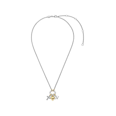 Ti Sento Gold Silver 3-Charm Pendant Necklace