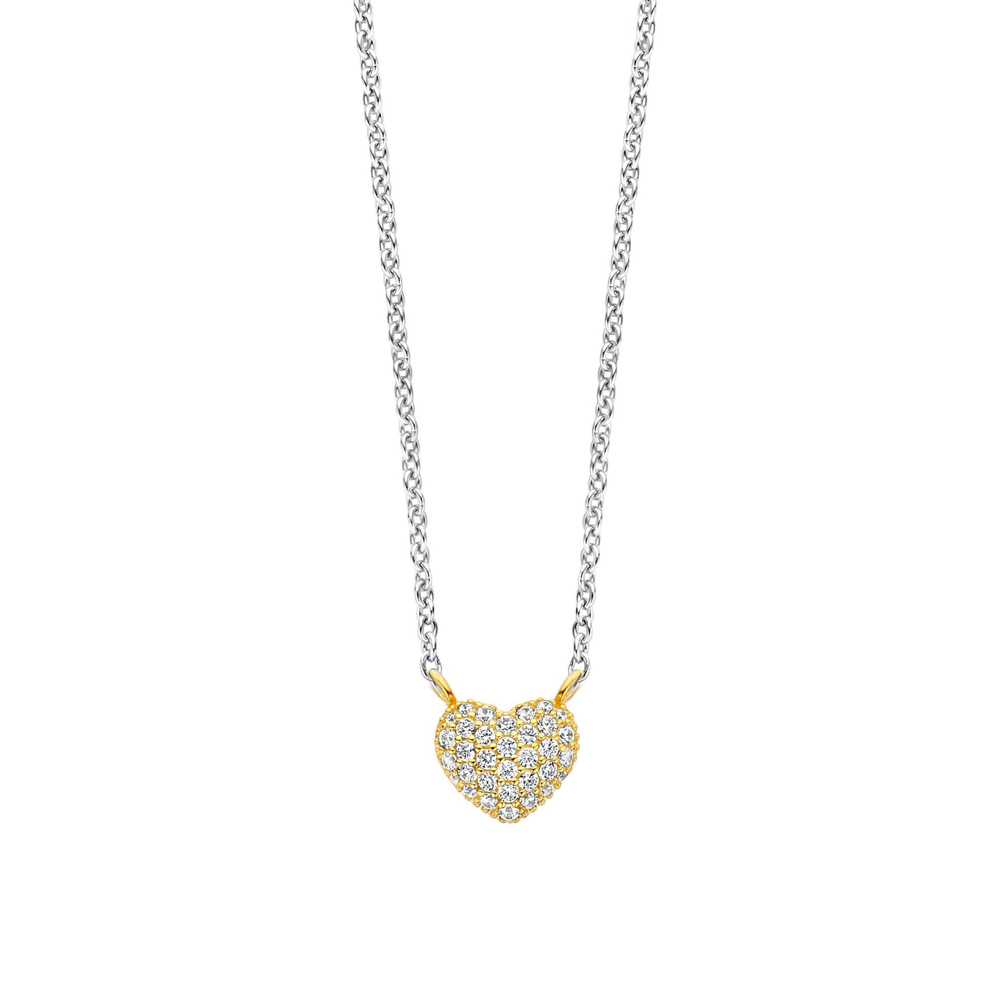 Ti Sento Gold Cubic Zirconia Heart Necklace - Rococo Jewellery
