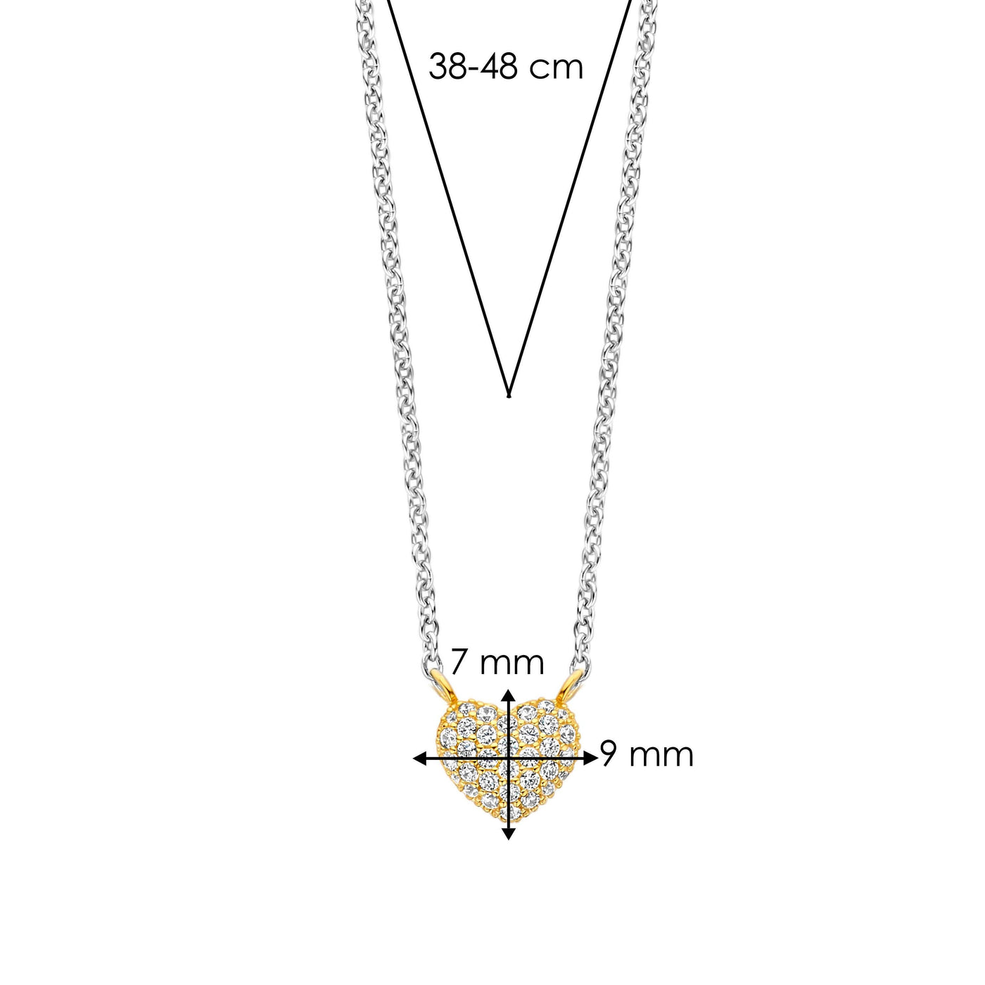 Ti Sento Gold Cubic Zirconia Heart Necklace - Rococo Jewellery