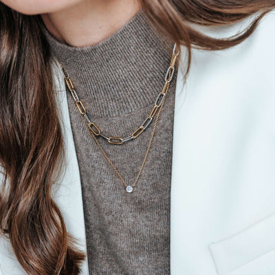 Ti Sento Gold Silver Closed Links Necklace