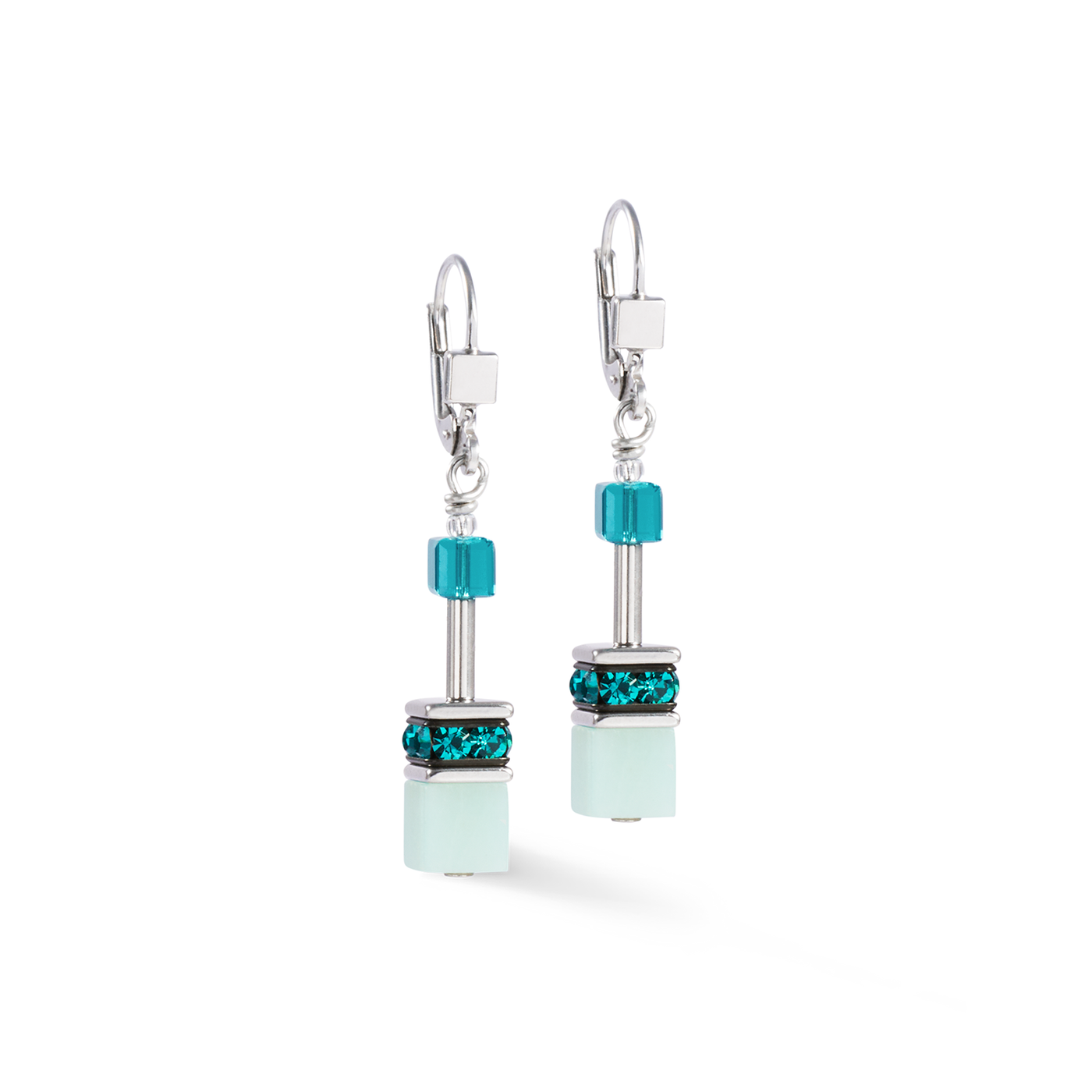 Coeur De Lion GeoCUBE® Iconic Precious Silver-Green Earrings