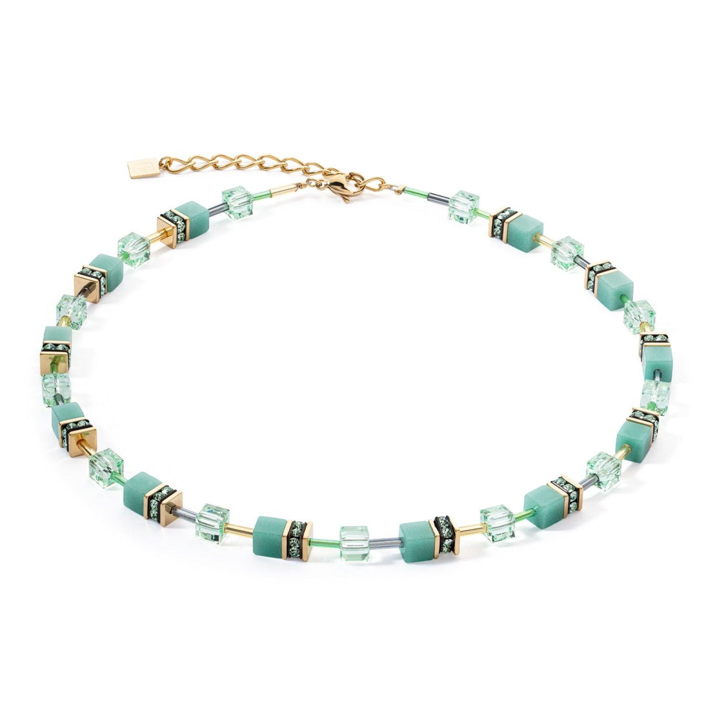 Coeur De Lion GeoCUBE® Iconic Mono Gold Green Necklace - Rococo Jewellery