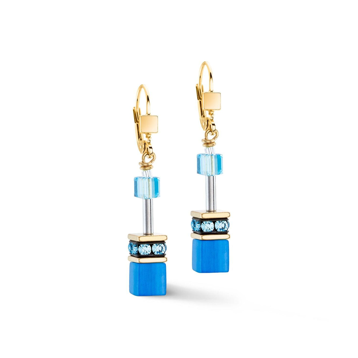 Coeur De Lion GeoCUBE® Iconic Mono Gold Turquoise Earrings - Rococo Jewellery