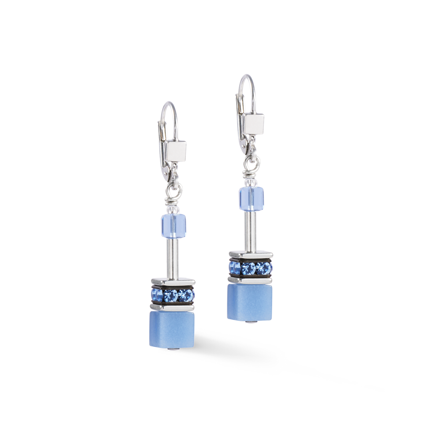 Coeur De Lion GeoCUBE® Iconic Mono Silver Blue Earrings